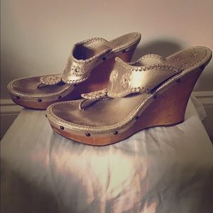 Gold Jack Rogers wedges